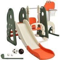 Costway Toddler Slide & Swing Set 6 in 1 Kids Climber Basketball Football Golf Playset