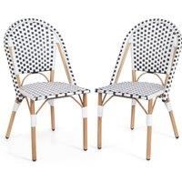 Costway French Bistro Accent Chair Set of 2 Outdoor Armless Dining Chairs in White