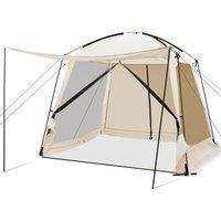 Costway 3 x 3 M Portable Camping Canopy Tent Screen Shelter Gazebo W/ Zippered Door in Beige