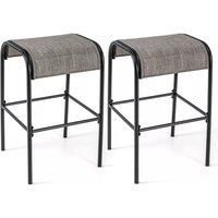 Patio Bar Stools Set of 2 76 cm Outdoor Metal Bar Height Bistro Stools