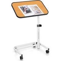 Costway Mobile Overbed Table Height Adjustable Hospital Laptop Table with Tilting Top in White