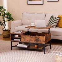 Costway Lift Top Coffee Table Living Room Center Table W/ Removable Shelf in Brown