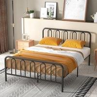 Costway King Size Metal Bed Frame with Headboard Platform Bed with Metal Slats Support in Black