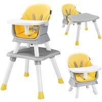 Costway 6-in-1 Baby High Chair Infant Feeding Chair Kids Stool with Removable Tray & Cushion in Yellow