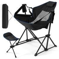 Hammock Camping Chair Folding Camping Swinging Chair w/ Retractable Footrest