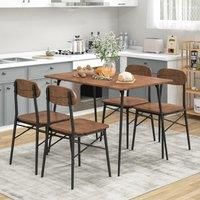 5 Piece Dining Table Set Rectangular Table & 4 Chairs Kitchen Wooden Furniture