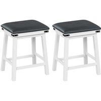 2Pcs 62cm Bar Stools PU Leather Padded Upholstered Counter Height Chair Backless