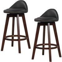 Set of 2 Bar Stools PVC Leather Counter Height Chair 360 Swivel Padded Seat