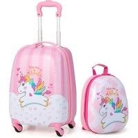 2Pcs 12" 16" ABS Kids Suitcase Backpack Luggage Set School Travel Lightweight