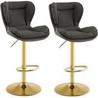 Adjustable Bar Stool Set of 2Leathaire Bar Chairs with Padded Seat