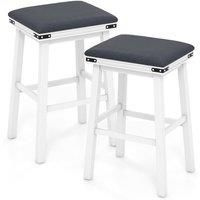 Set of 2 Bar Stools 76cm PU Leather Padded Counter Height Backless Chair
