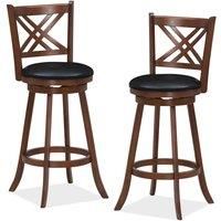 Costway Set of 2 Bar Stools Counter Height Chair Pub 360 Swiveling Upholstered Seat 29"