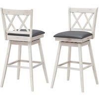 Costway Set of 2 Bar Stools Counter Height Chair Pub 360 Swiveling Upholstered Seat 29"