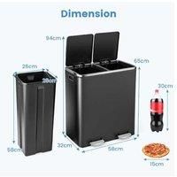 Double Recycle Pedal Bin Wth Dual Removable Compartments