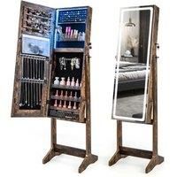 Standing Jewelry Cabinet Led Lights Lipstick Box 2 Drawers