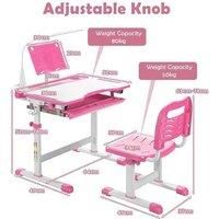 Height Adjustable Kid'S Tilted Desk Set With Lamp & Drawer