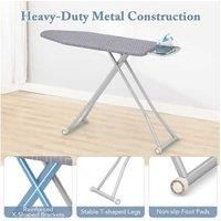 Ironing Board With Iron Rest And Removable Silver-Coated Cover