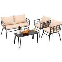 4 Piece Patio Conversation Set With Seat Back Cushions