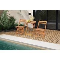 3 Pieces Folding Patio Bistro Set With Slatted Tabletop