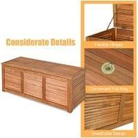 180L Acacia Wood Deck Box With Flexible Hinges And Handle