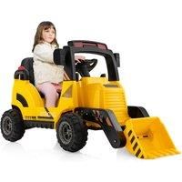 Gymax Toy Excavator Kids Ride On With Electric Bucket Lights & Sound for 3+ in Yellow