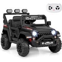 Gymax Kids Ride on Truck Electric Toy Car With Lights Sound & Remote Control in Black