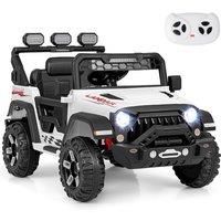 Gymax Kids Ride on Truck Electric Toy Car With Lights Sound & Remote Control in White