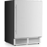 Gymax 24 Inches Beverage Fridge Cooler With Removable Shelves For 190 Cans in Metallic Silver