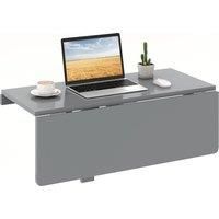 Gymax Wall Mounted Folding Table Drop-Leaf Laptop Workstation 80 cm x 60 cm in Light Grey