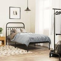 Berkfield Home Metal Bed Frame without Mattress with Headboard Black 90x200cm | Size: 90x200 cm