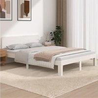 Bed Frame White Solid Wood 135x190 cm Double