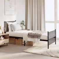 Metal Bed Frame with Headboard and Footboard Black 80x200 cm