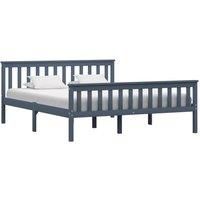 Bed Frame Grey Solid Pinewood 160x200 cm