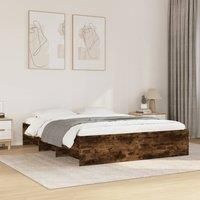 Berkfield Home Bed Frame without Mattress Smoked Oak 160x200 cm Engineered Wood in Brown