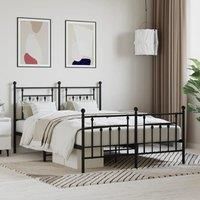 Metal Bed Frame with Headboard and Footboard Black 140x200 cm