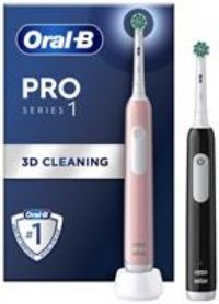 ORAL B Pro 1 Cross Action Electric Toothbrush - Twin Pack, Pink,Black