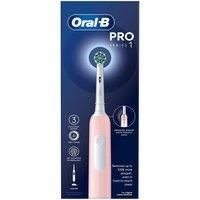 Oral-B Pro 1 Electric Toothbrush With 3D Cleaning, Gifts For Women / Men, 1 Toothbrush Head, Gum Pressure Control, 2 Pin UK Plug, Pink