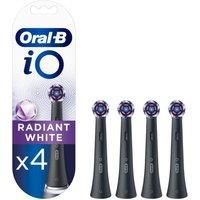 Oral-B iO Radiant White Electric Toothbrush Head, Angled Bristles Deeper Plaque Removal, With Polishing Petals For Teeth Whitening, Pack of 4 Toothbrush Heads, Black