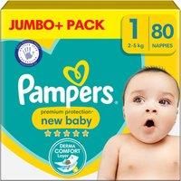 Pampers Size 1 New Baby Baby Nappies, 80 Count, Protection For Sensitive Newborn Skin (2-5 kg / 4-11 lbs)