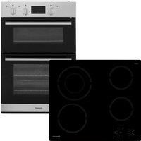 Hotpoint HotDD2Ceram Built In Electric Electric Double Oven and Ceramic Hob Pack - Stainless Steel / Black - A/A Rated