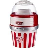 Ariete 2957 Retro Style Popcorn Maker Machine with Serving Bowl, 2 Minutes Fast Popping with Fat Free Cooking, Red