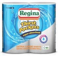 Regina Thirst Pockets 2-Ply Kitchen Roll - Pack of 2