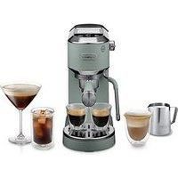 De/'Longhi Dedica Duo EC890.GR, Traditional Barista Pump Machine, Espresso And Cold Brew, Manual Coffee Machine With My LatteArt Steam Wand, 15cm Wide, 2 Espresso, Touch Display, Mug up to 13cm, Green