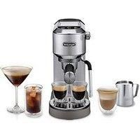De/'Longhi Dedica Duo EC890.M, Traditional Barista Pump Machine, Espresso And Cold Brew, Manual Coffee Machine With My LatteArt Steam Wand, 15cm Wide, 2 Espresso, Touch Display, Mug up to 13cm, Metal