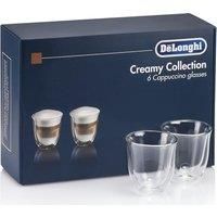 De'Longhi 5513296661-DLKC301 Delonghi DLKC301 Creamy Collection Double Walled Thermo Cappuccino Glasses, Set of 6, Dishwasher Safe,Clear, 190 milliliters, Transparent