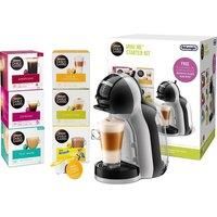 De'Longhi Nescafé Dolce Gusto Mini Me, Single Serve Capsule Coffee Machine Starter Kit, Including 6 boxes of Coffee Pods, EDG155.BG, Black & Grey