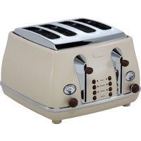De'Longhi Vintage Icona CTOV4003BG 4-Slice Toaster Defrost Stainless Steel Cream