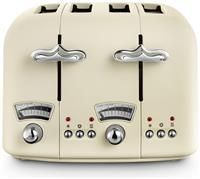 De'Longhi CTO4.BG Argento Flora 1800W 4 Slice Wide Slot Toaster - Beige