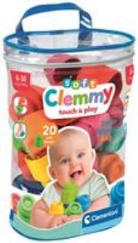 Clementoni Baby Soft Blocks - Clemmy Bag 20 Pieces - Soft Building Blocks, Clemmy Blocks for Kids 6 Months, Bricks Washable, Construction Set, Development & Activity Toy, Made In Italy, 17877