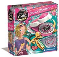Clementoni 18692 Maquina Rhinestone Crazy Chic Machine-Art and Crafts for Girls Ages 7, Strass Stickers, Multi-Coloured, Medio
